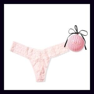 Victoria's Secret Limited Edition Holiday Ornament and Pink Lace Panty Thong